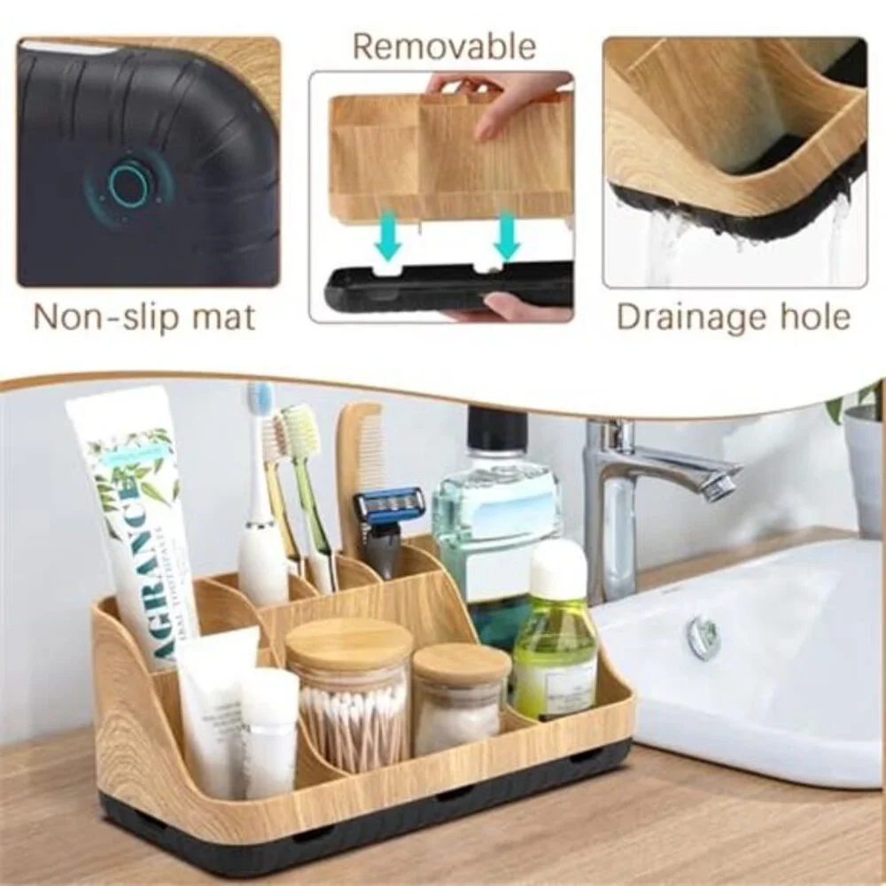Bathroom Organizer Countertop Toothbrush Holder 7 Slot Storage Rack